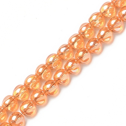 Electroplate Transparent Glass Beads Strands, Pearl Luster Plated, Twist