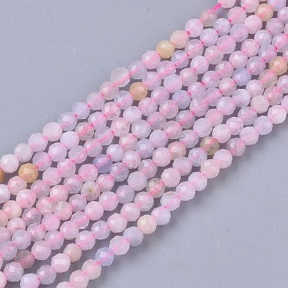 Natural Morganite Beads Strands, Faceted, Round