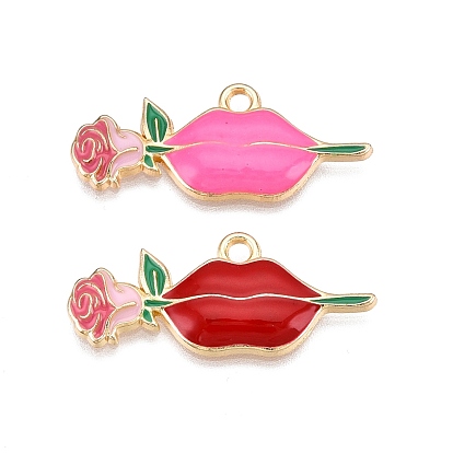 Стойки обшивки сплава эмали подвески, без кадмия, без никеля и без свинца, золотой свет, губы с розовым шармом