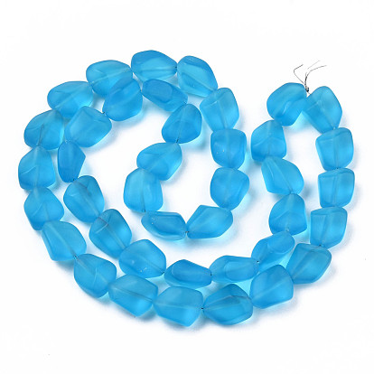 Transparent Frosted Glass Beads Strands, Nuggets