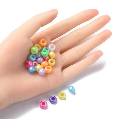 Plastic Pearlized Beads, Barrel