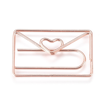 Envelope with Heart Shape Iron Paperclips, Cute Paper Clips, Funny Bookmark Marking Clips