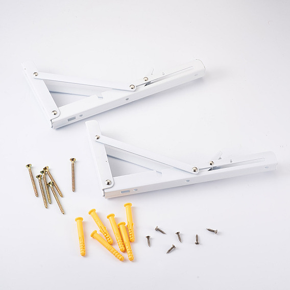 Железные складные кронштейны для полок, с пластиковым плюсом и железными винтами