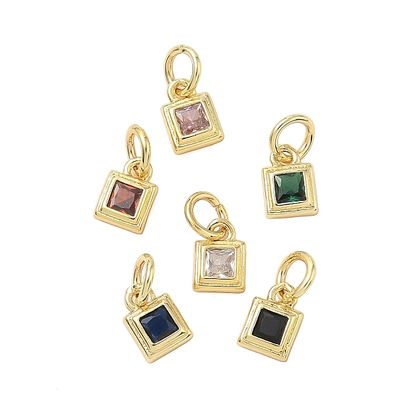 Кулон из циркония, квадратных амулеты, стойки покрытие, долговечный, без свинца и без кадмия, реальный 18 k позолоченный, с целью перехода в кольце