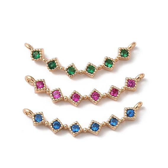 Латунные подвески, со стеклом, ромб, золотые