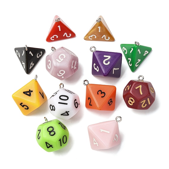 Непрозрачные подвески смолы, с железным кольцом, игральная кость