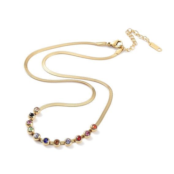 Красочное колье с подвеской из стразов и бриллиантов, ионное покрытие (ip) 304 цепи из нержавеющей стали в елочку