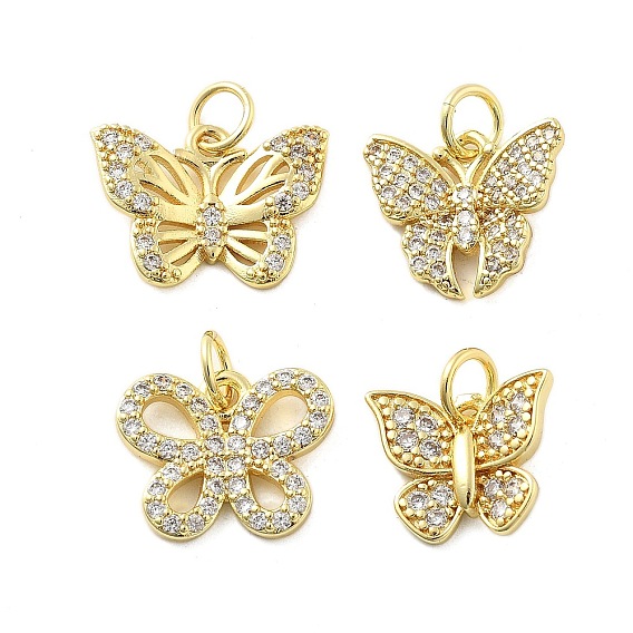Латунные микро проложить кубического циркония подвески, бабочки прелести, без свинца и без кадмия, долговечный, стойки покрытие, с целью перехода в кольце