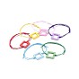Adjustable Waxed Cotton Cord Bracelets, with Painted Boxwood Links, Square