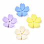 Rubberized Style Opaque Acrylic Bead Caps, 5-Petal, Flower