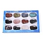 Natural & Synthetic Mixed Gemstone Cat Shape Figurines Set, Ornament for Home Office Desktop Decoration, with Paper Gift Box