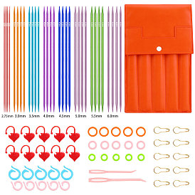 PU storage bag sweater needle knitting set 32 double-pointed colorful aluminum stick needles