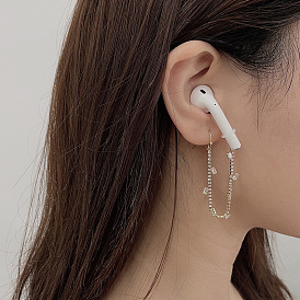 Fashion and simple earphone anti-lost chain earhook women's copper-plated real gold inlaid zirconium trend wireless earphone earrings