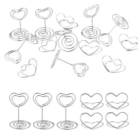 30Pcs 2 Styles Iron Name Card Holder, Photo Memo Holders, for Wedding, Birthday Party Table Number Sign, Heart