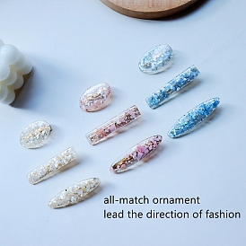 Resin Alligator Hair Clips, with Alloy Findings, Shell Style Hair Accessorise for Girls