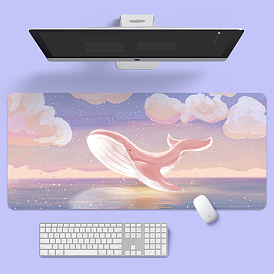 Rubber with Cloth Mouse Pad, Rectangle with Mountain/Whale Pattern