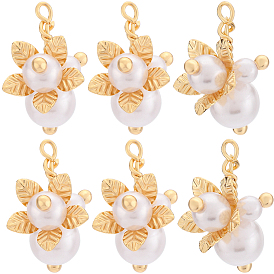 10подвески из искусственного жемчуга из абс-пластика, с настоящими 18 к золотыми медными выводами, цветок