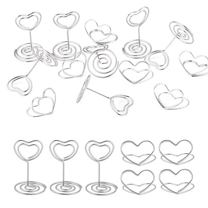 30Pcs 2 Styles Iron Name Card Holder, Photo Memo Holders, for Wedding, Birthday Party Table Number Sign, Heart