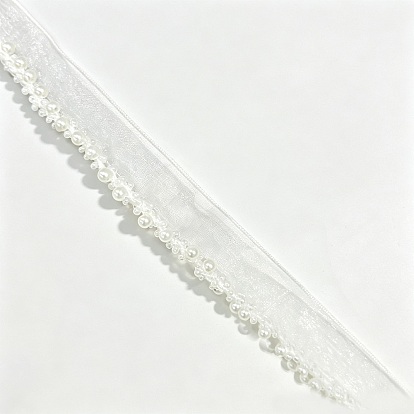 Polyester Ribbons, with Imitation Pearl, Clothes Sewing Accessories