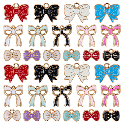 60 шт 15 стили подвеска из цинкового сплава с эмалью, золотой свет, бантом