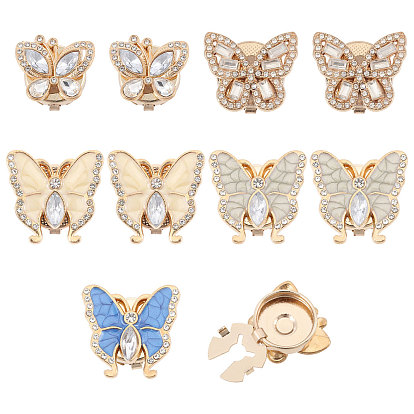 5Pcs 5 Styles Alloy Cufflinks, with Rhinestone, Butterfly