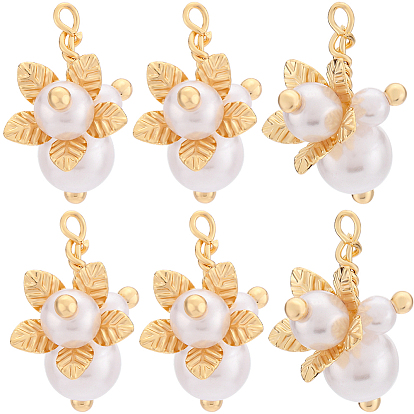 10подвески из искусственного жемчуга из абс-пластика, с настоящими 18 к золотыми медными выводами, цветок