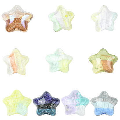 10 шт 10 цвета прозрачные акриловые бусины, бусины ручной работы, звезда, с блестящей пудрой и эмалью