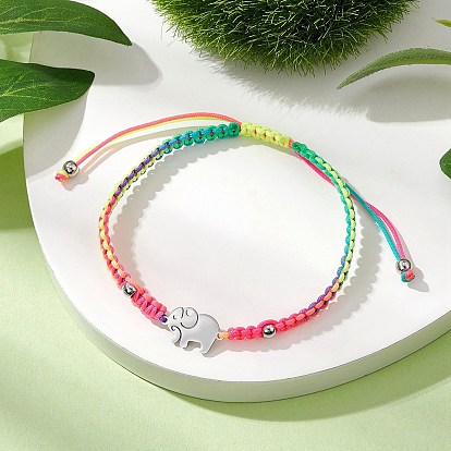 Плетеные нейлоновые шнуры регулируемые браслеты, 201 подвески-соединители из нержавеющей стали с лазерной резкой 304 браслеты из бусин из нержавеющей стали для женщин