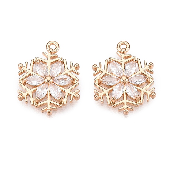 Рождественские латунные подвески с микропаве из фианита, без кадмия, без никеля и без свинца, прелести снежинки