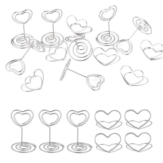 30Pcs 2 Styles Iron Name Card Holder, Photo Memo Holders, for Wedding, Birthday Party Table Number Sign, Heart