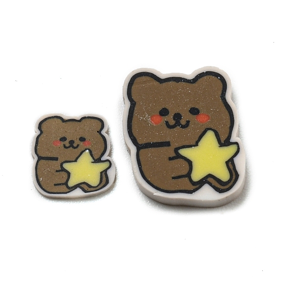 Handmade Polymer Clay Beads, No Hole, Bear
