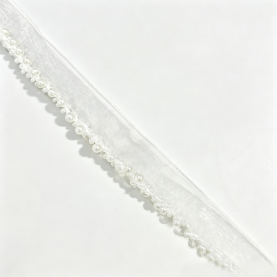 Polyester Ribbons, with Imitation Pearl, Clothes Sewing Accessories