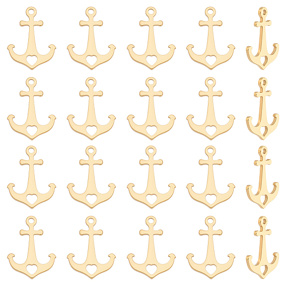 50 шт. 304 подвески из нержавеющей стали, лазерная резка, якорь с сердцем