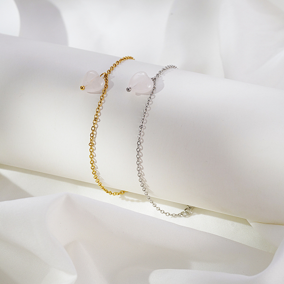 Элегантные стеклянные браслеты с подвесками, браслеты-цепочки из нержавеющей стали для женщин, сердце