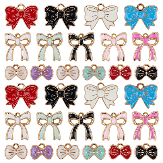60 шт 15 стили подвеска из цинкового сплава с эмалью, золотой свет, бантом
