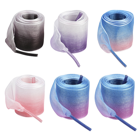 5 пары 5 шнурки из органзы с градиентом цветов, для обувной фурнитуры