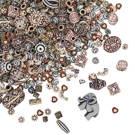 220g смешанные акриловые бусины в античном стиле, разнообразные