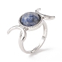 Gemstone Moon Adjustable Ring, Brass Jewelry for Women, Platinum, Cadmium Free & Lead Free