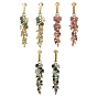304 Stainless Steel with Natural Mixed Gemstone Stud Earrings, Round, Tassel Earrings, Golden