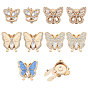 5Pcs 5 Styles Alloy Cufflinks, with Rhinestone, Butterfly
