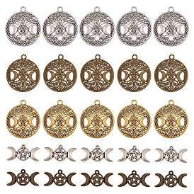 50шт 5 подвески из полого сплава в тибетском стиле, богиня тройной луны, смешанный