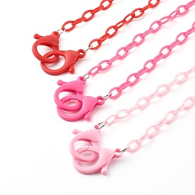 3 Stk. 3 Farben personalisierte ABS-Kunststoff-Kabelkettenhalsketten, Handtaschenketten, mit Karabiner verschlüsse