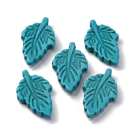 Synthetic Turquoise Pendants, Leaf Charms, Dyed