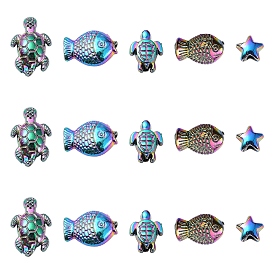 15 шт. 5 стили стойка покрытие радужного цвета сплав бусины, без кадмия, без никеля и без свинца, разнообразные