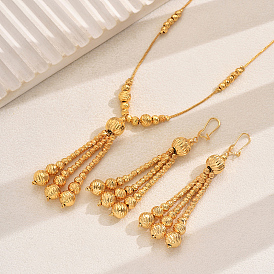 Комплекты из латунных круглых бусин с кисточками и ожерелий для женщин