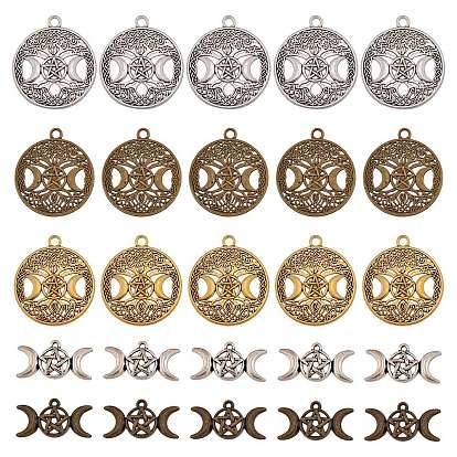50шт 5 подвески из полого сплава в тибетском стиле, богиня тройной луны, смешанный