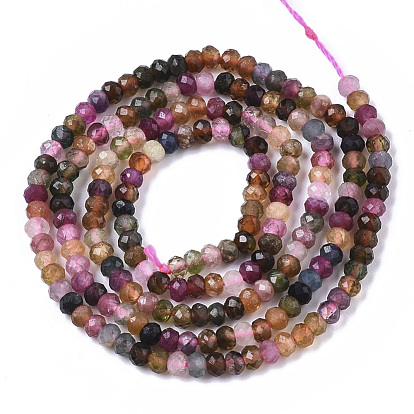 Natural Tourmaline Beads Strands, Faceted Rondelle