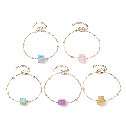 Гальванические браслеты из натуральных кварцевых бусин, 304 женские украшения из нержавеющей стали