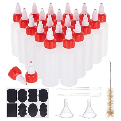 DIY Quetschflaschen Kit, mit Polyethylen (pe) Quetschflaschen, Schwein Haarbecher Pinsel, Tafel Aufkleber Etiketten, 2 ml Einweg-Kunststofftropfer und Trichterbehälter