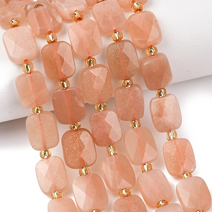 Натуральный Sunstone бисер пряди, прямоугольные, граненые, с бисером